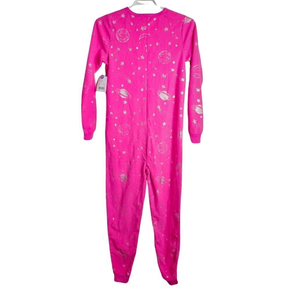Girl's Onsie/Blanket Sleeper, Hot Pink, Galaxy Theme, Large (10-12)